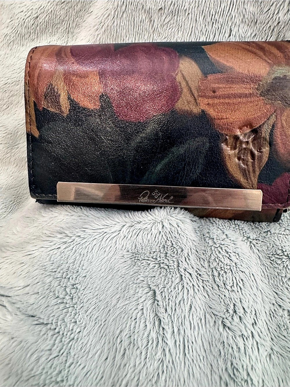Patricia Nash Cametti Trifold Wallet Floral Black & Brown